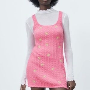 Zara pink cable knit mini dress